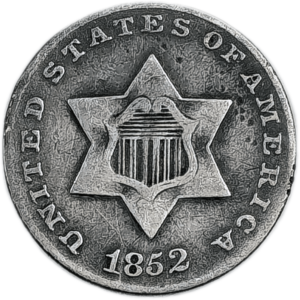 1852 Three Cent Silver Trime Obverse View