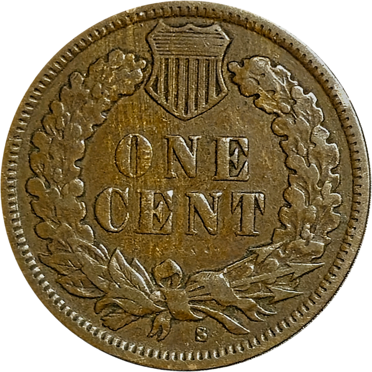 1908 S semi key date Indian Head Cent Reverse View