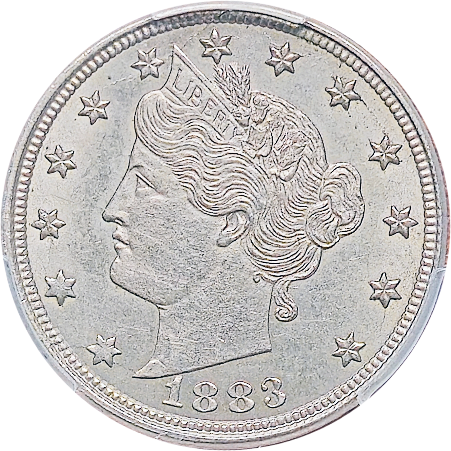 1883 No Cents V Nickel Obverse View