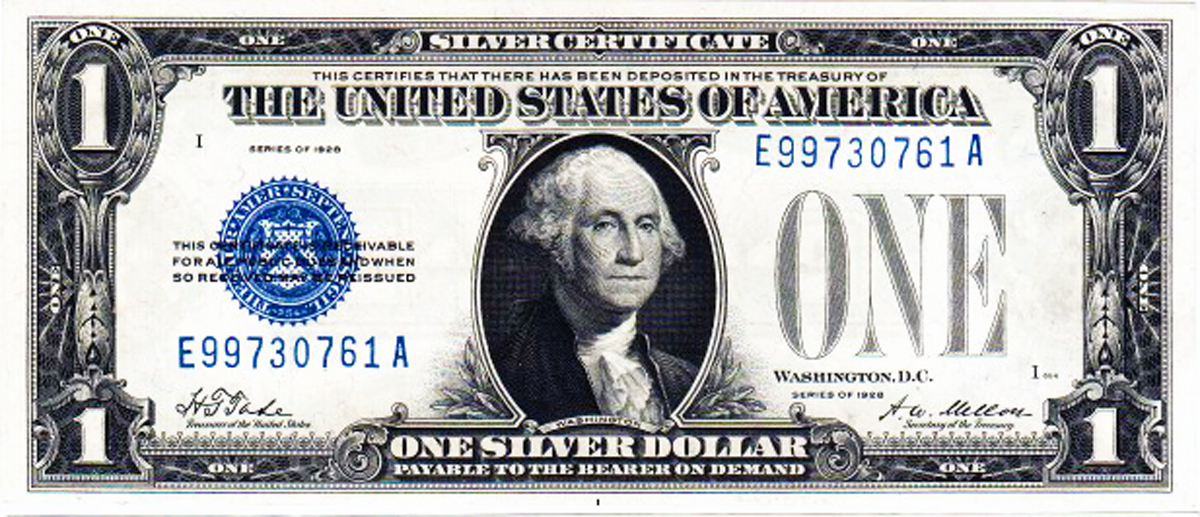Series of 1928 $1 Funny Back Silver Certificate