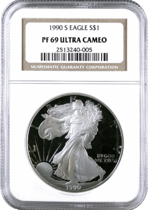 1990 S American Silver Eagle Proof NGC PF69UC
