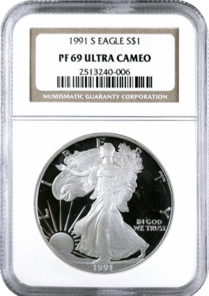 1991 S American Silver Eagle NGC PF69UC