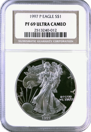 1997 P American Silver Eagle Proof NGC PF69UC