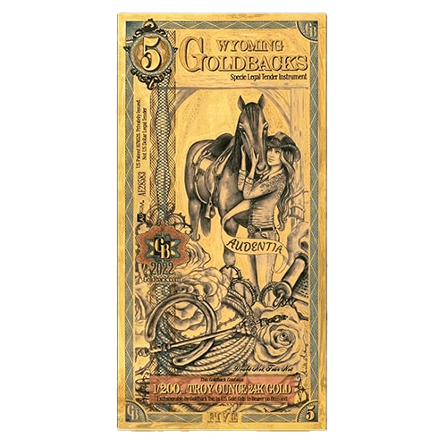 2023 $5 Wyoming Goldback Note Obverse View