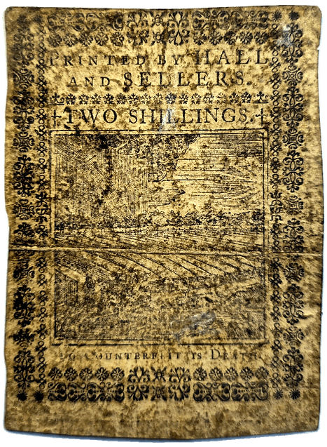 1773 2 Shilling Pennsylvania Colonial Note Reverse View