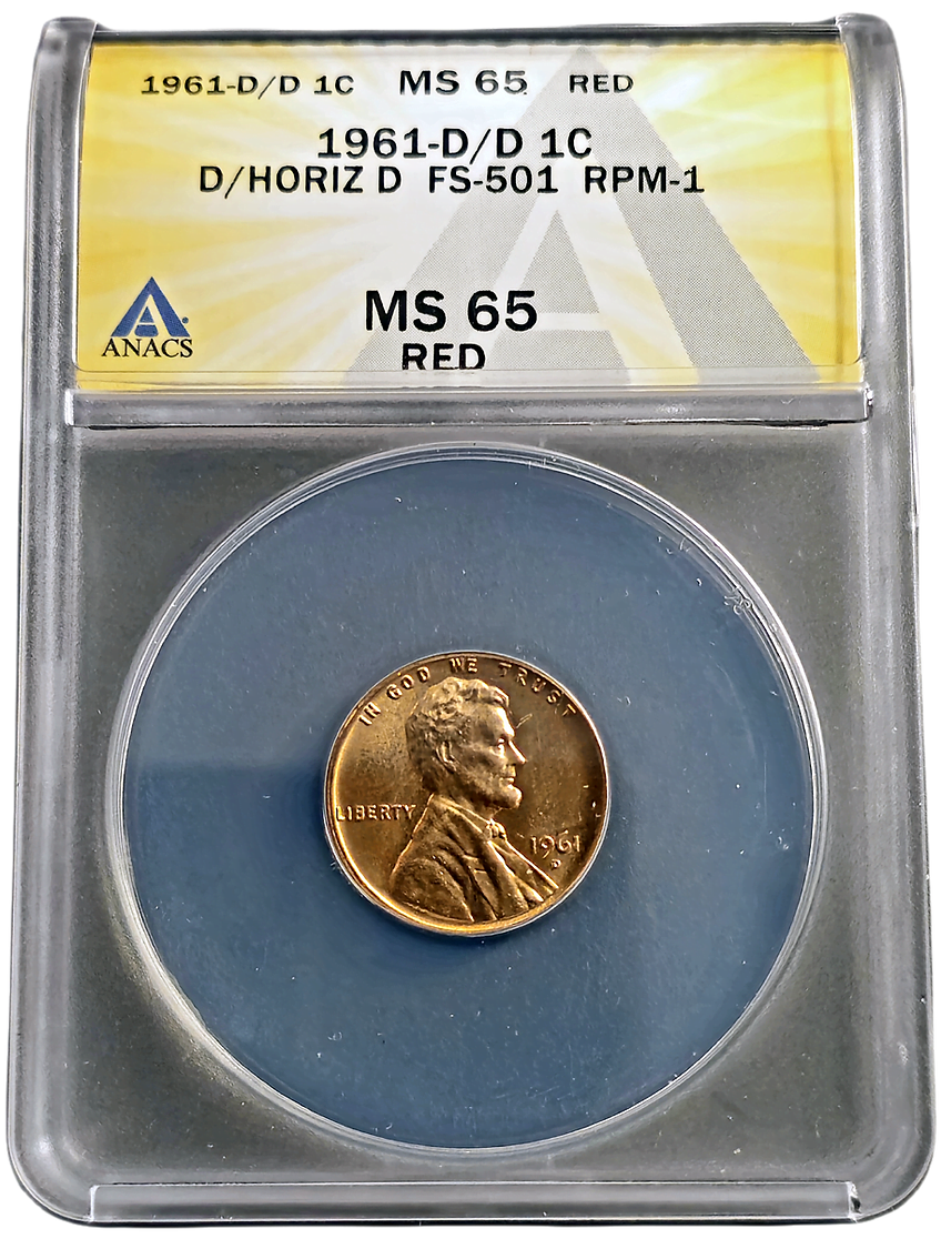 1961 D over Horizontal D ANACS MS65 Red