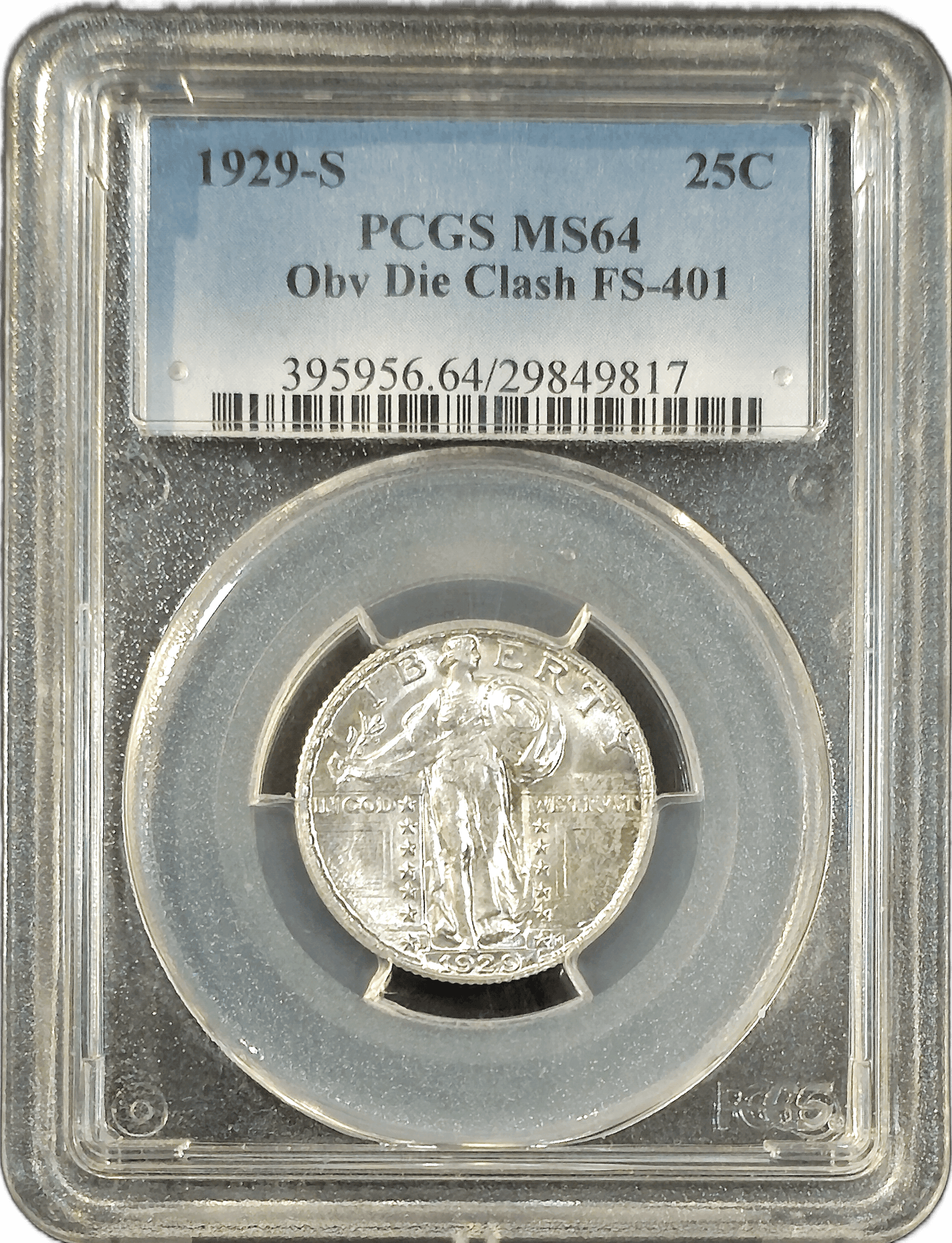 1929 S Standing Liberty Quarter Die Clash FS-401 Obverse Holder View