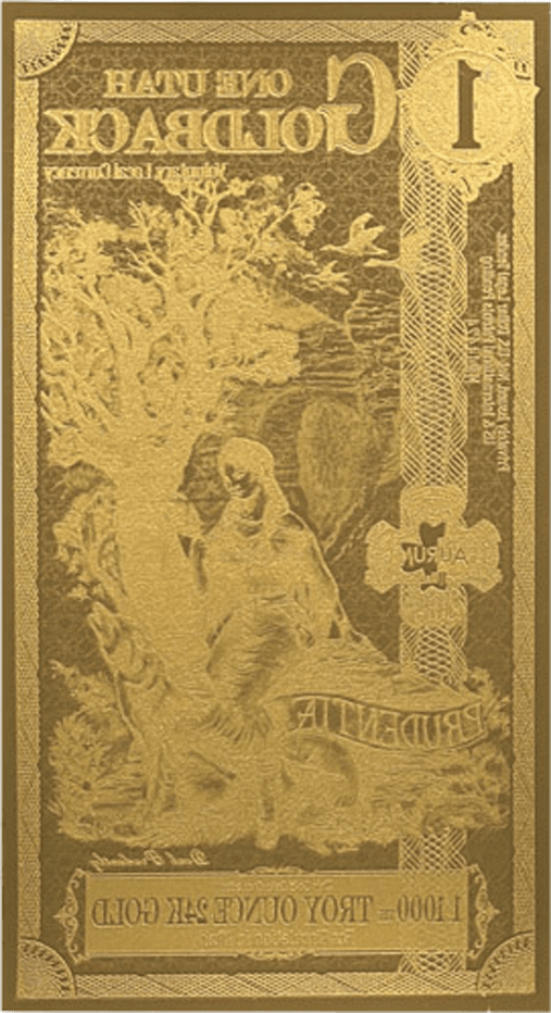 2022 Utah $1 Goldback Reverse View