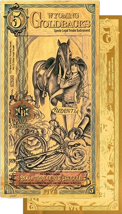 2023 $5 Wyoming Goldback Note