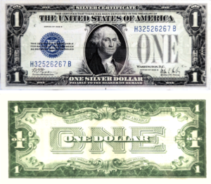 Silver certificate nicknamed funnyback