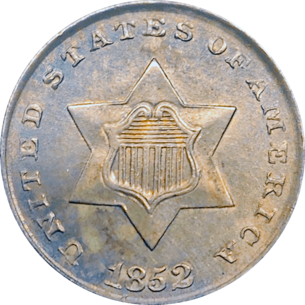 1852 three cent silver uncirculated and proof like Obverse View