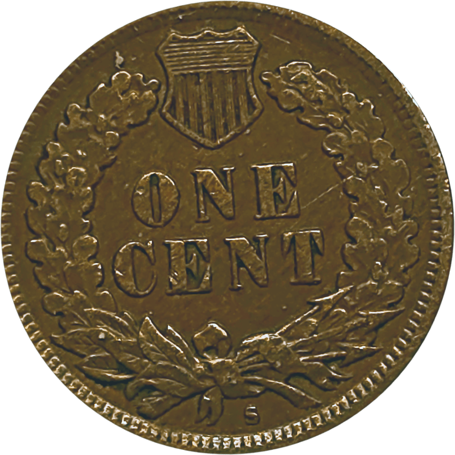 1908 S Indian Head Cent AU Reverse View