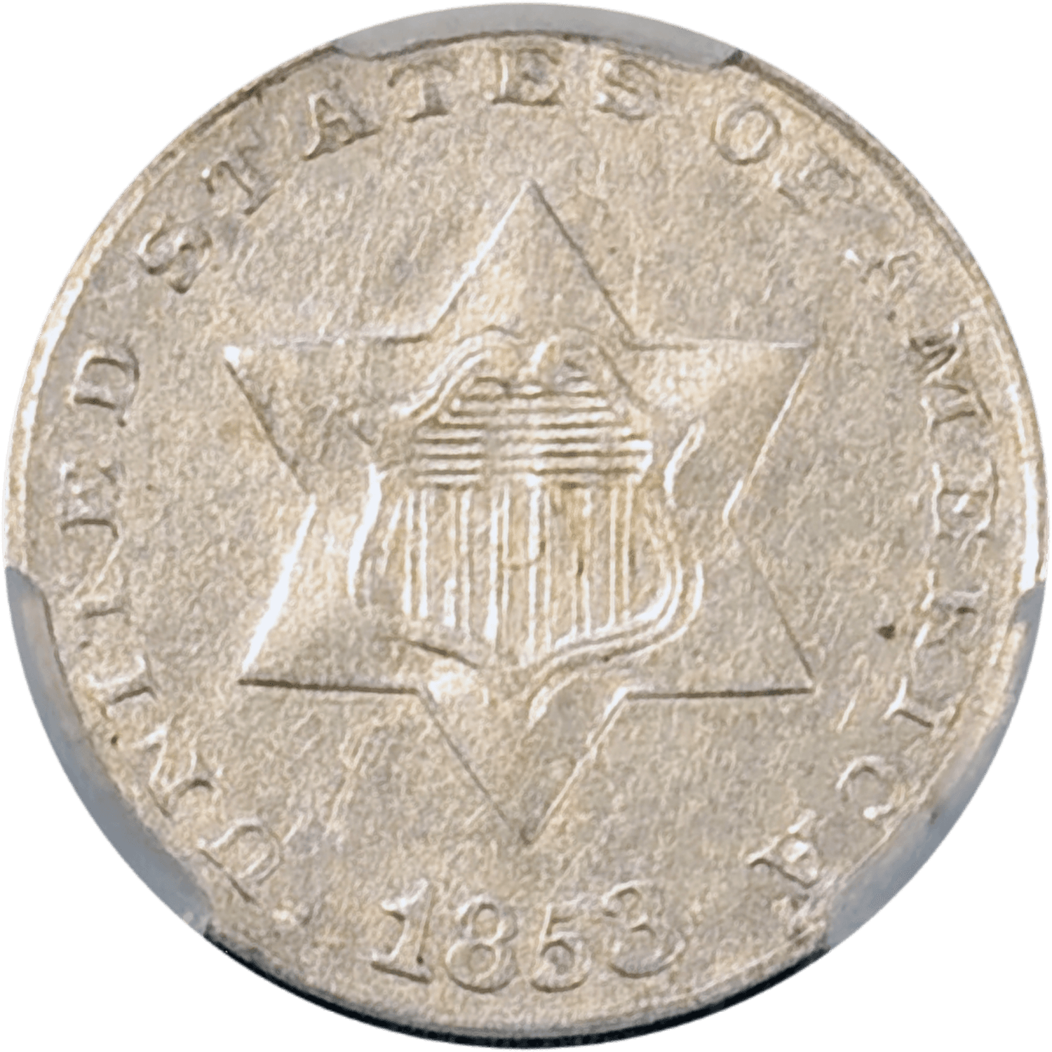 1853 Three Cent Silver Obverse View