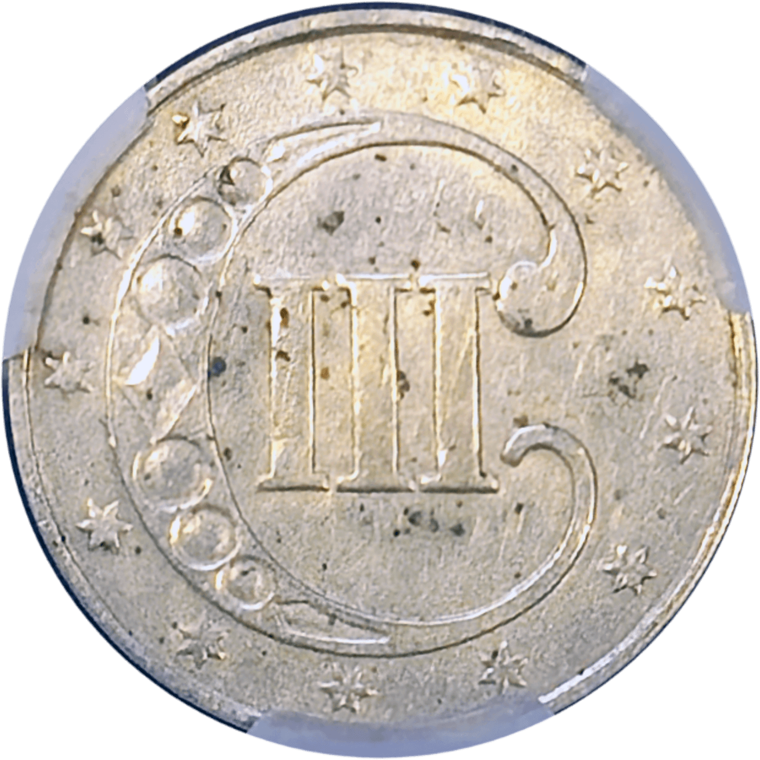 1853 Three Cent Silver Reverse View