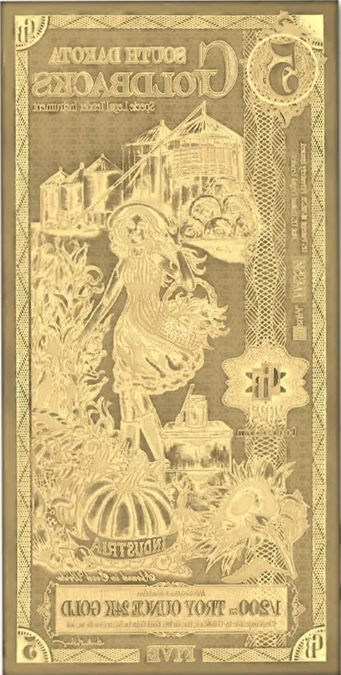 2023 South Dakota $5 Goldback Reverse View