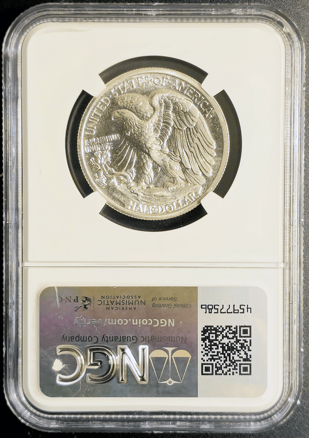 1942 Walking Liberty Half Dollar Proof renowned for its vibrant luster Reverse Holder View