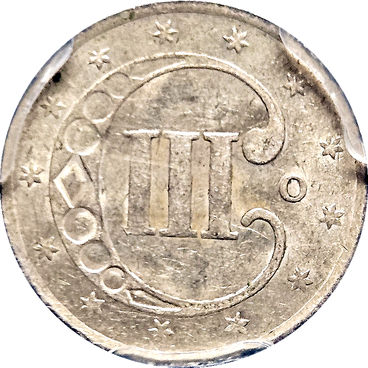 1851 O Three Cent Silver PCGS AU58