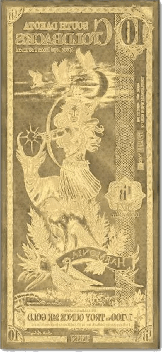 South Dakota 2024 $10 Goldback Note