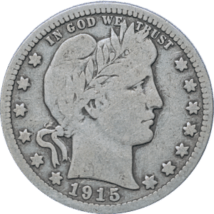 1915 D Barber Quarter Obverse View