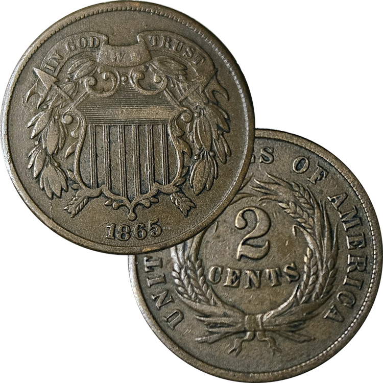 1865 Two Cent Piece VF35