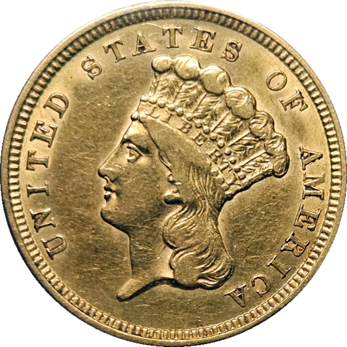 1854 $3 Princess Head Gold