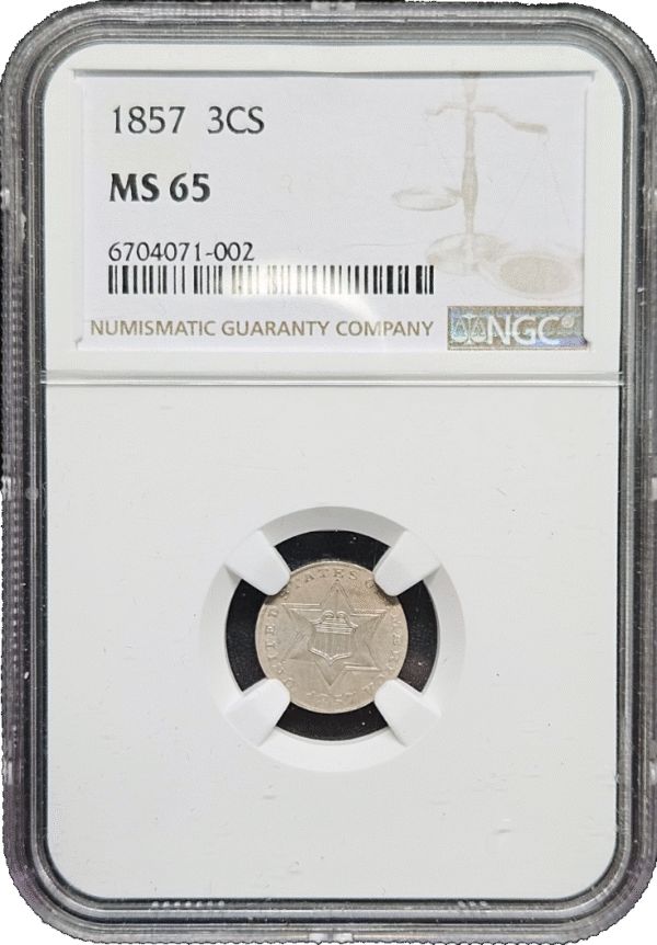 1857 Three Cent Silver NGC MS65