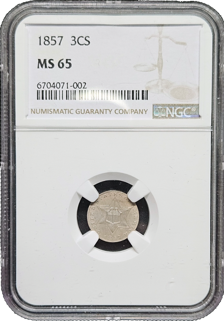 1857 Three Cent Silver NGC MS65