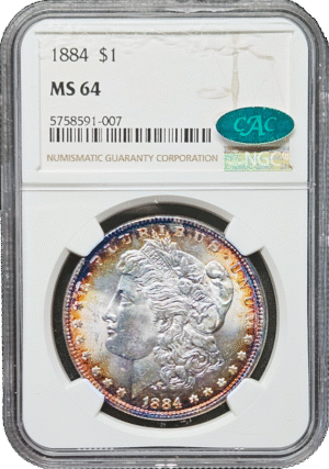 1884 Morgan Dollar Toner NGC MS64 CAC