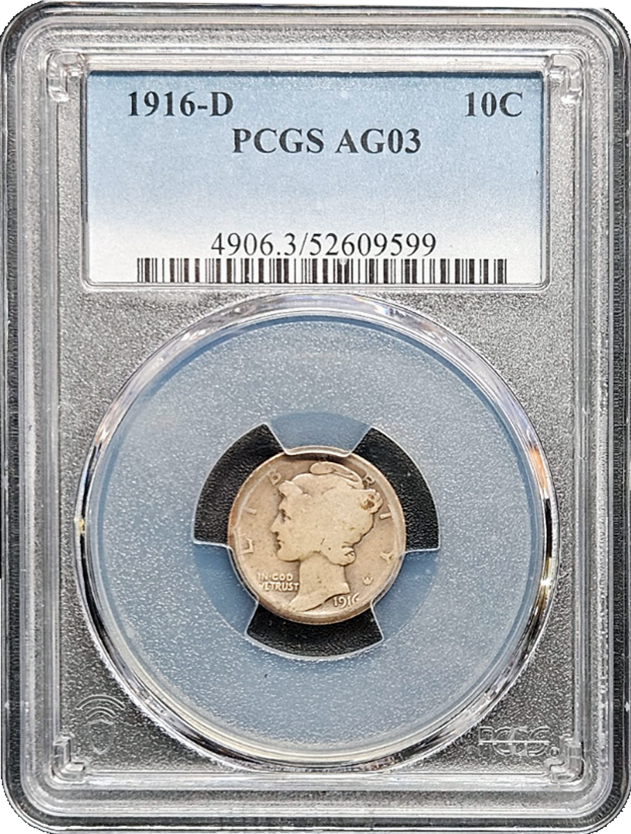 1916 D Mercury Dime Key Date PCGS AG3