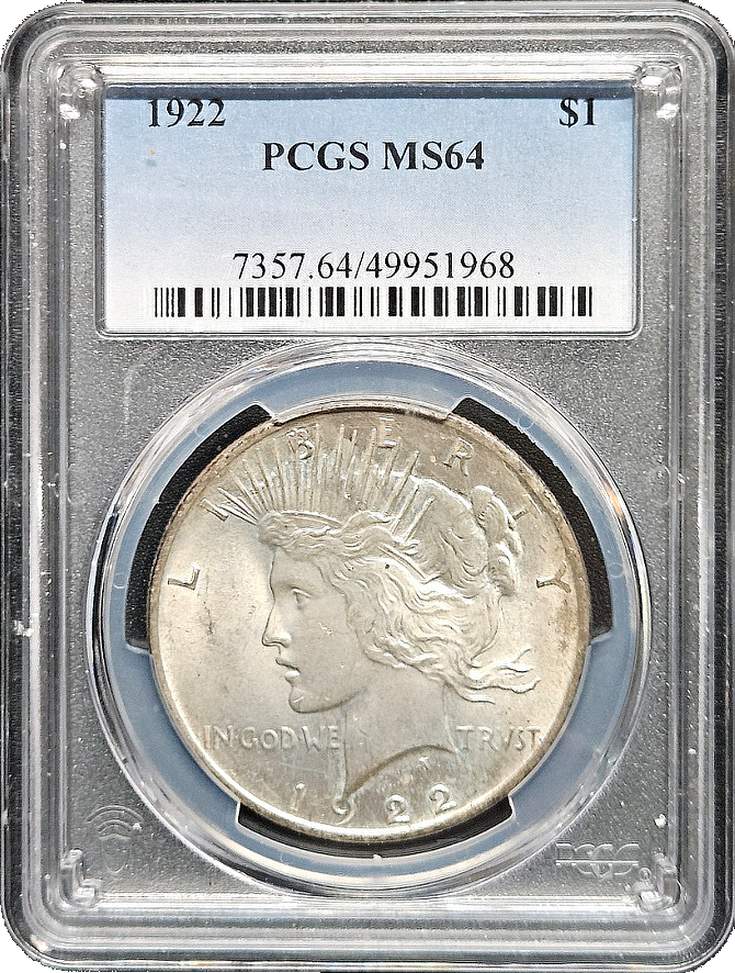 1922 Peace Silver Dollar PCGS MS64