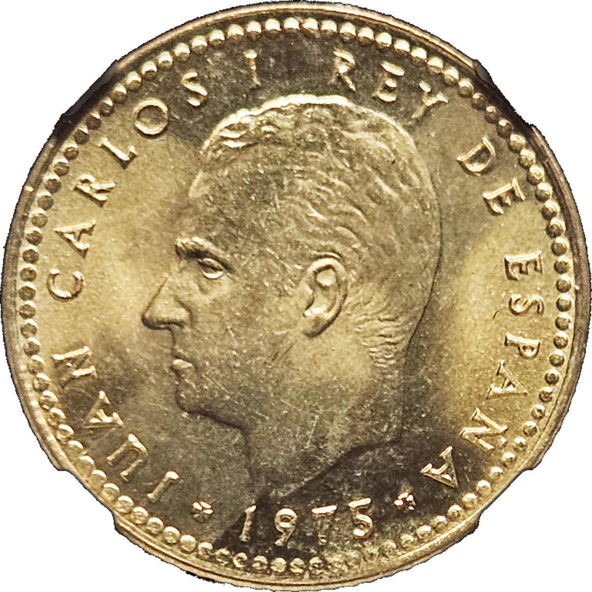 1975 King Carlos I Spain Una Peseta NGC