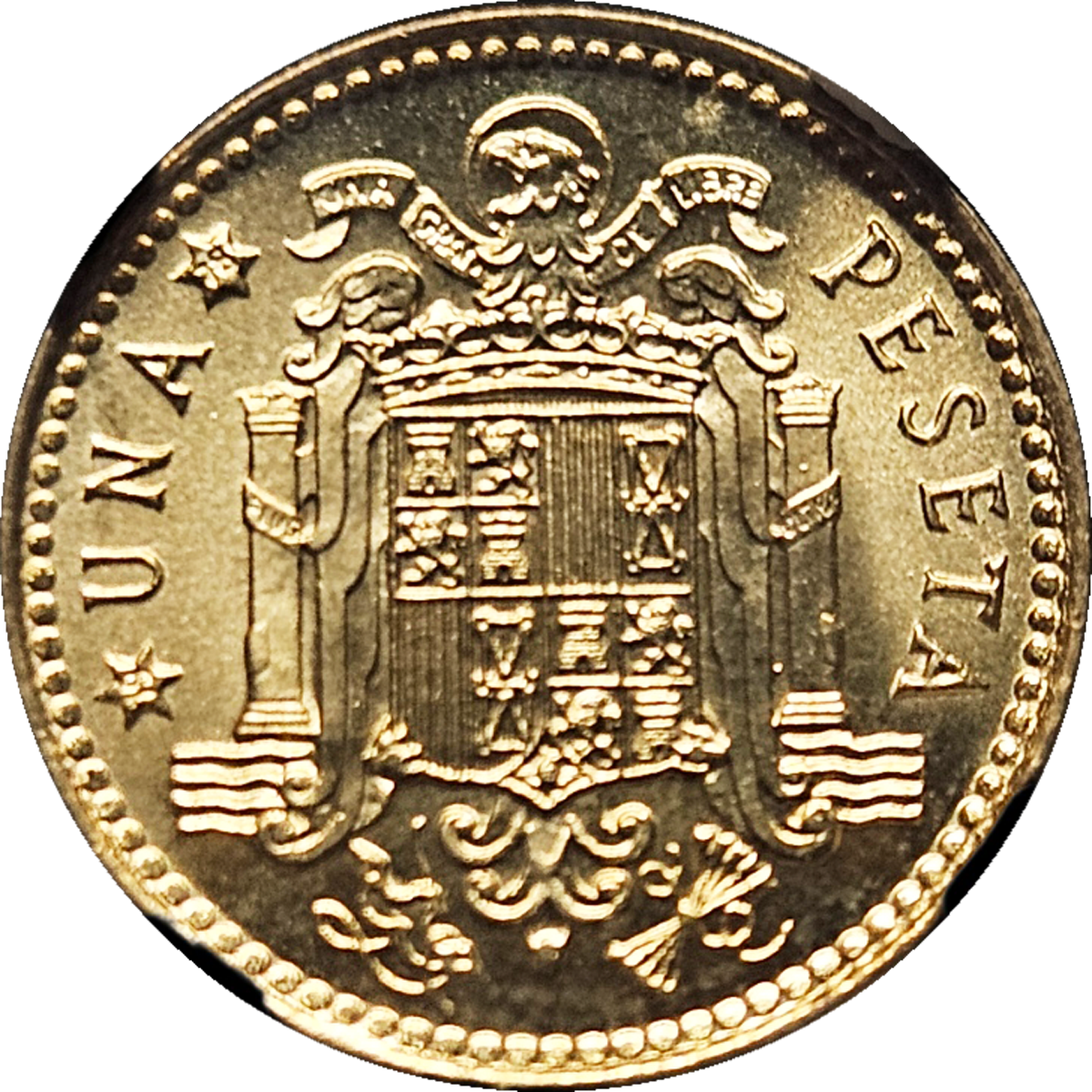 1975 King Carlos I Spain Una Peseta NGC