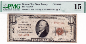1929 $10 National note from Ocean City NJ