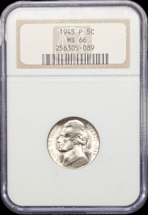 1945 P Jefferson War Nickel - MS66 Certified by NGC