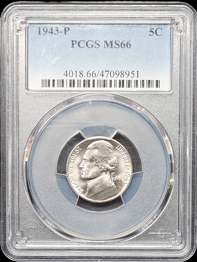1943 P War Nickel PCGS MS66