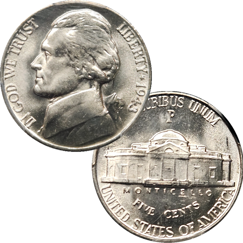 1945 P Jefferson Silver War Nickel - MS66 Certified by PCGS - Image 2