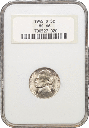 1945 D Jefferson War Nickel NGC MS66