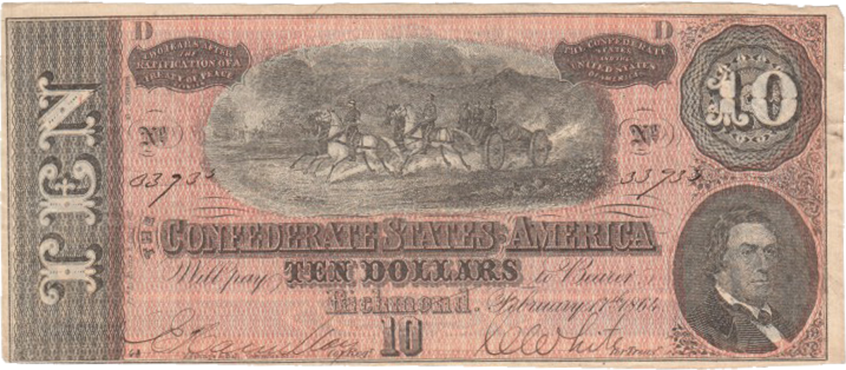 Confederate States $10 note T68