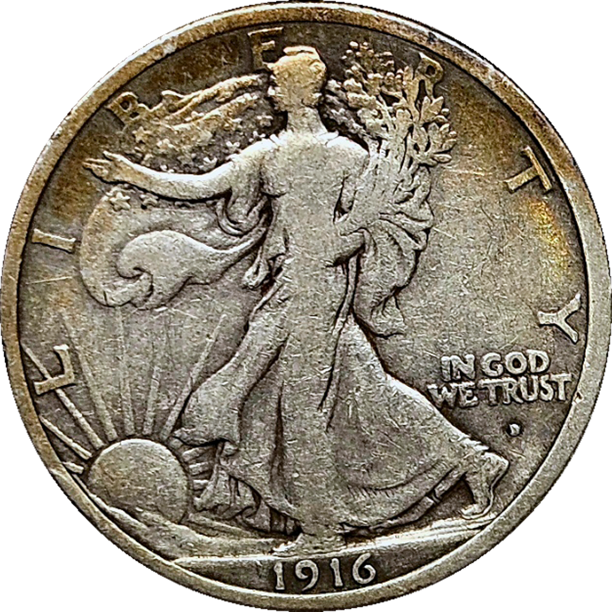 1916 D Walking Liberty Half Dollar Toner