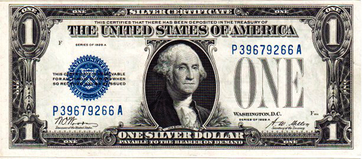 Series of 1928 A $1 Funny Back Silver Certificate