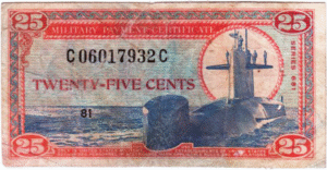 Series 681 25¢ Military Payment Certificate, 1969